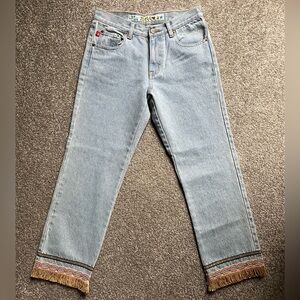 Mudd Fringe Hem Cropped Light Wash Jeans Size 5